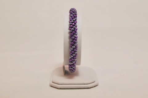 Metallic Purples Spiral Beaded Kumihimo Bracelet